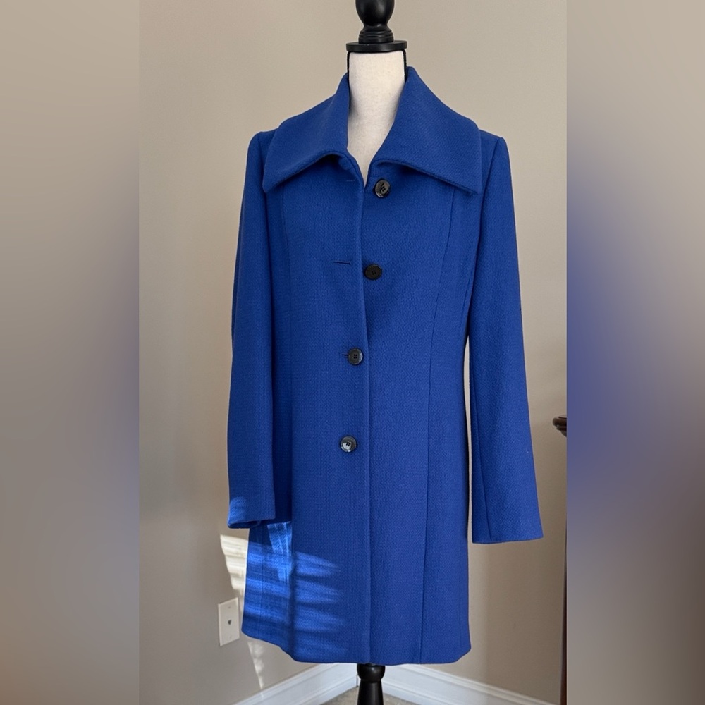 Calvin Klein Premium Royal Blue Wool Blend Coat – Size 6